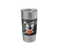 Selfie di alieni e scimmie | Cuore della mano, Amore | UFO divertente e scimpanzé Bicchiere termico in acciaio inox doppia parete