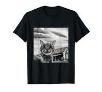 Selfie di gatti con spazio divertente Ufo alieno Maglietta