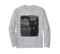 Selfie di Gatto Nero angosciato UFO con Gioco di Parole di Maglia a Manica