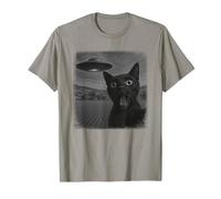 Selfie di Gatto Nero in difficoltà UFO con Divertente Gioco Maglietta