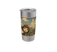 Selfie di Gatto Samurai con Buddha Phuket Arte Ukiyo-e Bicchiere termico in acciaio inox doppia parete