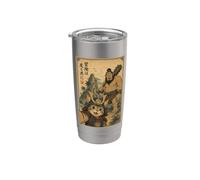 Selfie di Gatto Samurai con Ciclope Arte Ukiyo-e Epica Bicchiere termico in acciaio inox doppia parete