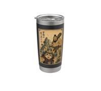 Selfie di Gatto Samurai con Ciclope Arte Ukiyo-e Epica Bicchiere termico in acciaio inox doppia parete