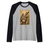 Selfie di Gatto Samurai con Ciclope Arte Ukiyo-e Epica Maglia con Maniche Raglan