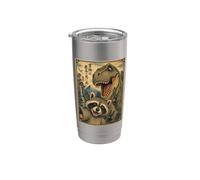 Selfie di Procione con Dinosauro Arte Ukiyo-e Epica Bicchiere termico in acciaio inox doppia parete