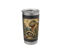 Selfie di Procione con Dinosauro Arte Ukiyo-e Epica Bicchiere termico in acciaio inox doppia parete