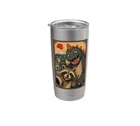 Selfie di Procione con Kaiju Arte Ukiyo-e Epica Bicchiere termico in acciaio inox doppia parete