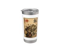 Selfie di Tarsier Samurai alla Grande Muraglia Arte Ukiyo-e Bicchiere termico in acciaio inox doppia parete