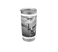 Selfie divertente della mucca con mostro di Loch Ness e UFO Bicchiere termico in acciaio inox doppia parete