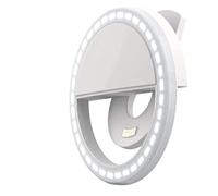 Selfie Phone Ring Light per telefono, luce del telefono a LED con supporto per luce portatile regolabile per fotografia per laptop per cellulare bianco