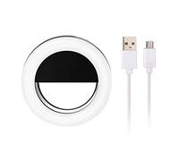 Selfie Ring Light Ricaricabile Portatile 36LED Dimmerabile 4 Modi Clip Selfie Ring Luce Luce di Riempimento Fotocamera per Smartphone Tablet Nero