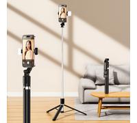 Selfie stick con treppiede telescopico, controllo a distanza e luce R1S - L - 1,7 m - Nera KP38018