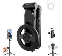 Selfie stick magnetico multifunzionale 4 in 1 con rotazione a 360°, con telecomando wireless staccabile, indispensabile per i viaggi, supporto a quattro zampe con telecomando e anello metallico(1pc)