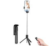 Selfie Stick Tripod - ABS Aluminium Alloy Adjustable Phone Camera Stand | 19cm Compact Design Extends to 70cm, Angle Adjustable Bracket with Click Photo Function for Selfies, Vlogging and T
