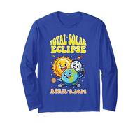 Selfie Terra Luna Sole Divertente Total Solar Eclipse 2024 Bambini Maglia a Manica, Unisex per Adulti, Blu Reale, L
