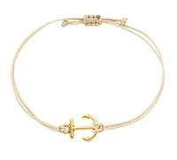 Selfmade Jewelry Bracciale Ancora Oro per Donna, Bracciale Macrame fatto a mano Misura regolabile Inclusa confezione regalo (Beige)(Taglia unica)