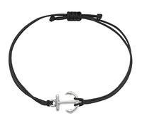 Selfmade Jewelry Bracciale Con Ancora In Argento Nero per Donna - Bracciale Regolabile In Macrame Con Ciondolo a Forma di Ancora (Argento Nero)(Taglia Regolabile)