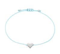 Selfmade Jewelry Bracciale Cuore Argento per Donna, Bracciali Macrame Fatti a Mano Con Cuori Inclusa Confezione Regalo (Argento - Azzurro)(taglia regolabile)