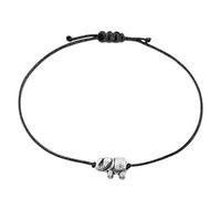 Selfmade Jewelry Bracciale Elefante d'Argento per Donna, Bracciale Macrame Fatto a Mano Incl. Confezione Regalo (Argento Nero)(Taglia Regolabile)