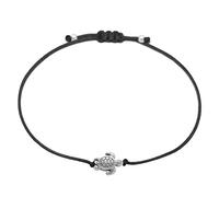 Selfmade Jewelry Bracciale Tartaruga Argento per Ragazze Bracciale Macrame Fatto a Mano Misura Regolabile Inclusa Confezione Regalo (Argento Nero)