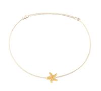 Selfmade Jewelry Cavigliera con stelle marine su nastro di raso, da donna, ragazza, misura regolabile, realizzata a mano in Germania, con confezione regalo, Größenverstellbar, Metallo