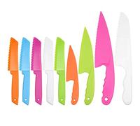SelfTek 9 pezzi Set di coltelli da cucina in plastica per bambini Chef di cucina sicuro per bambini Coltelli per pane alla frutta