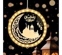 SelfTek Luci decorative Ramadan, 24 cm Luna Ramadan Kareem Luci a sospensione Eid Mubarak Musulmano Finestra Luci per Interni Camera Da Letto Decorazione Del Partito
