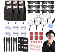 SelfTek Set da Detective per Adulto, 48 Pezzi Kit Spionaggio Gioco Detective con Occhiali Agenti, Penna Segreta, Taccuino, Lente D'ingrandimento, Carta D'identità Detective