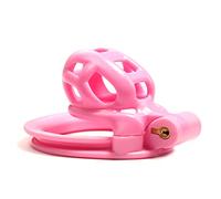 SeLgurFos Cobra-V3.0 Cintura di castità 3D traspirante con gabbia per il pene, con 4 misure di anello per il pene SM bondage giocattolo del sesso maschile (pink-micro)