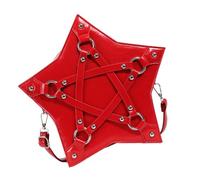 SELiLe Punk Star Form Crossbody Bag con borchie per donne in pelle PU Borsa regolabile per cintura gioventù gotico, Colore: rosso