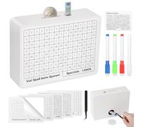 Selizo Salvadanaio in Legno Con Numeri a Spunta, Contatore e Obiettivo di Risparmio - €500 €1,000 €2,000