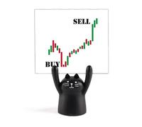 Sell High Buy Low Red Art Deco Fashion Memo Holder Cartoon Black Cat Stand Decorazione