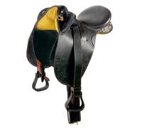 Sella australiana in cuoio liscio completo di staffe, staffili, sassinga e sotto