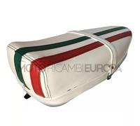SELLA BIANCA VESPA 125 PRIMAVERA-50 N L R SPECIAL 2 POSTI CON LEVETTA TRICOLORE