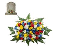 Sella commemorativa per cimitero, resistente alle intemperie, grande sella per cimitero, bouquet da 48 fiori, per cortile, patio, cimitero, giardino, amici, famiglia, madre, papà