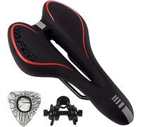 Sella grande per bicicletta, Sella for bicicletta in gel, comoda, morbida e traspirante, comoda sella for bicicletta con strisce riflettenti(Red)
