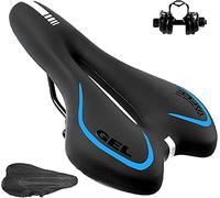 Sella grande per bicicletta, Sella for bicicletta in gel, comoda, morbida e traspirante, comoda sella for bicicletta con strisce riflettenti(Blue)