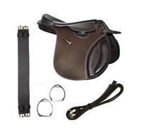 Sella leggera per pony in pelle pieno fiore completa di staffili, staffe e sotto