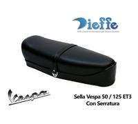 Sella Lunga Dieffe Nera Vespa 50 125 ET3 Con Serratura 2 Posti