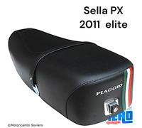 Sella Lunga Nera con TRICOLORE e scritta posteriore Vespa PX 125 150 2011 elite