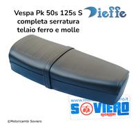 Sella lunga Nera Vespa Pk 50s 125s S completa serratura telaio ferro e molle