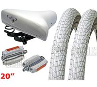 Sella M/Grappa + Pedali + N°2 Copertone 20 x 1.75 Bici Graziella - Epoca BIANCO