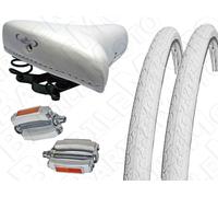 Sella MG + Pedali + N°2 Copertone 28" - 700 x 28 Bici Torino - Condorino BIANCO