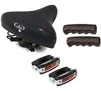 Sella MONTEGRAPPA con Molle + PEDALI Union + MANOPOLE ideale Bicicletta Graziella / Freni a bacchetta / City Bike / Olanda - Colore NERO