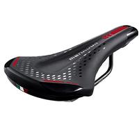 Sella Montegrappa da Bici per Uso E-MTB-GRAVEL Menador 3400, in Memory Foam Nero/Rosso
