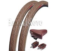 Sella Montegrappa + Pedali + N°2 Copertone 26 x 1.3/8 Bici Olanda Epoca MARRONE