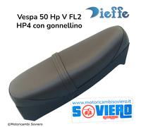 Sella nera lunga Vespa 50 Hp V FL2 HP4 con gonnellino