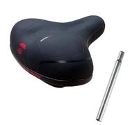 Sella Nera per Bici city bike confort - Molto comoda per uomo e donna - Completa di morsetto - Grande seduta Black + Canotto/Tubo Reggisella in Acciaio Sella Bici MTB - City Bike