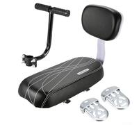 Sella posteriore per bicicletta con schienale e maniglia per mountain bike ed ebike, cuscino per sedile in acciaio al carbonio per adulti e ragazzi, include pedali, nero, 34 x 16 cm (con )