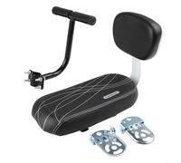 Sella posteriore per bicicletta con schienale e maniglia per mountain bike ed ebike, supporto in acciaio al carbonio per adulti e ragazzi, include pedali, nero, 34 x 16 cm (senza)